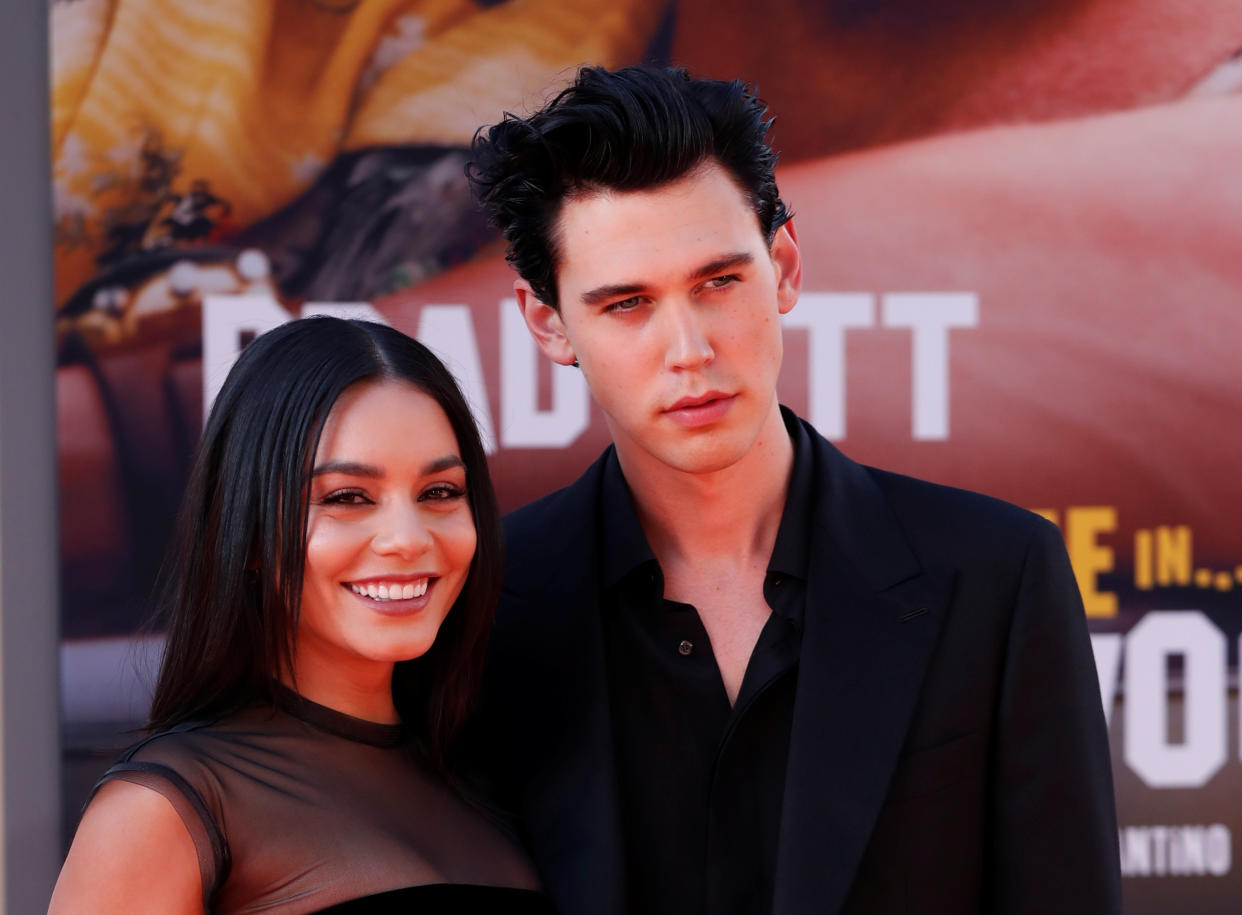 Austin Butler and Vanessa Hudgens pose at the premiere of "Once Upon a Time In Hollywood" in Los Angeles, California, U.S., July 22, 2019. REUTERS/Mario Anzuoni