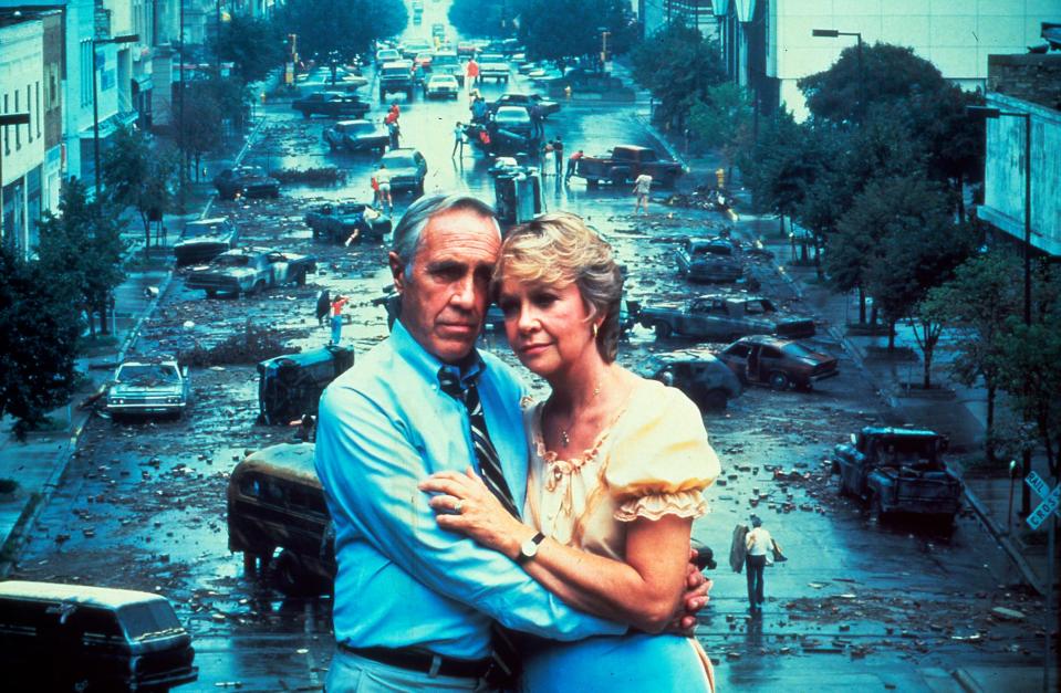 Jason Robards and Georgann Johnson in a scene from the 1983 ABC movie "The Day After."