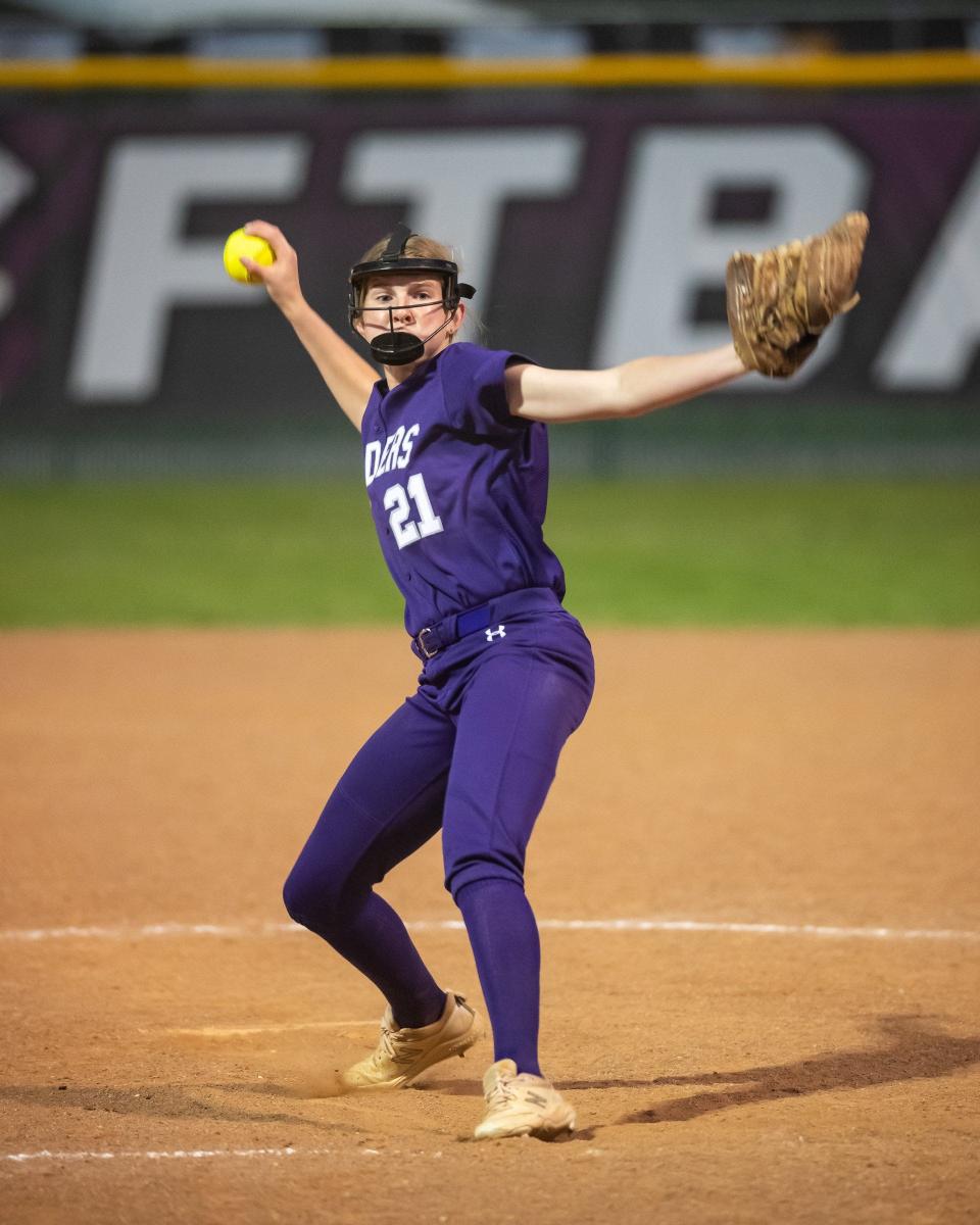 Cedar Round pitcher Caitlin Benningfield will lead Cedar Ridge against Schertz Clemens in this week's best-of-three regional quarterfinal series in the UIL state softball playoffs. Ten Austin-area teams are still alive.