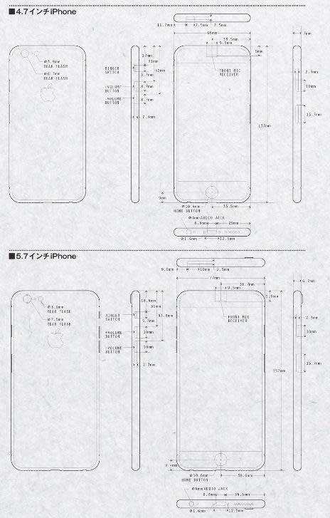 疑似外洩的iPhone 6設計圖