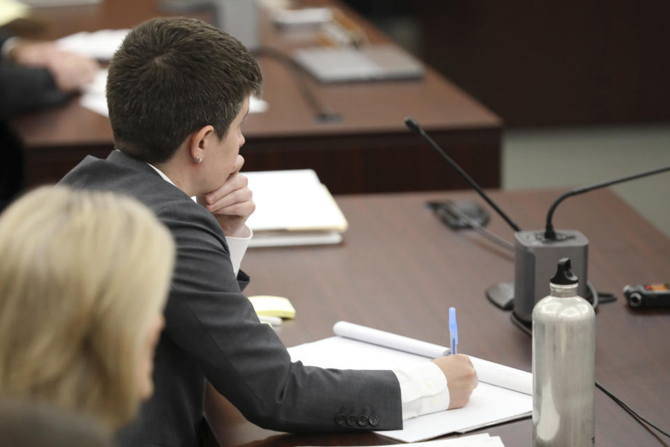 Planned Parenthood lawyer Catherine Humphreville takes notes during arguments on how do define "heartbeat" under the state's 2023 abortion law on Thursday, May 2, 2024, in Columbia, S.C. (AP Photo/Jeffrey Collins)