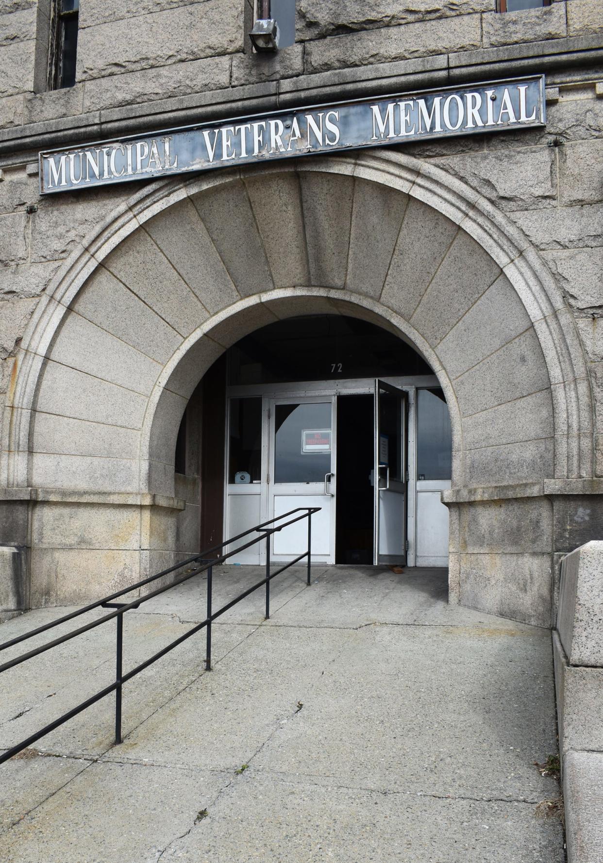 The Bank Street Armory, also known as the Municipal Veterans Memorial on Bank Street in Fall River, is seen Wednesday during a tour of the city-owned property. The city is attempting to sell the property, currently used for storage.