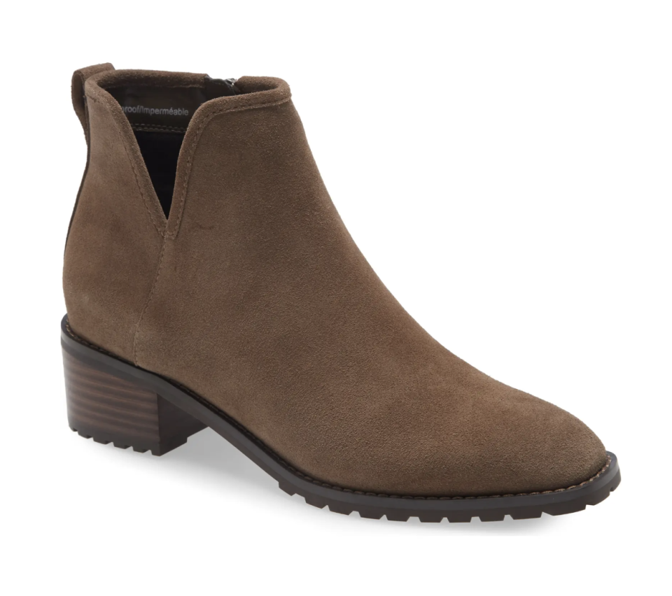 Blondo Sawyer Waterproof Bootie in Dark Taupe Suede (Photo via Nordstrom)