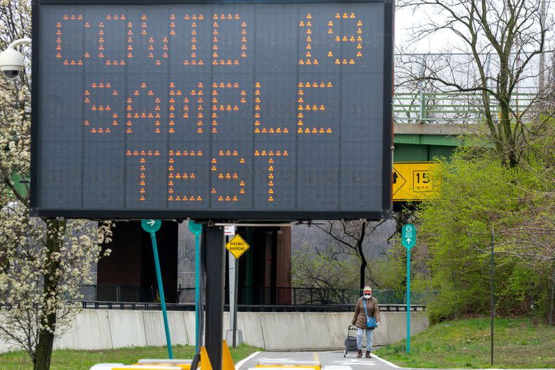 FILE PHOTO: Drive-through testing site for coronavirus disease in the Bronx