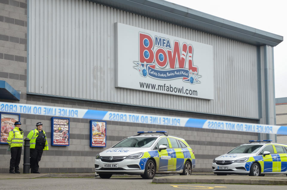 Police outside the MFA Bowl in Bermuda Park, Nuneaton, when the siege took place last year (SWNS)