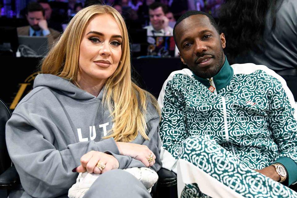 <p>Kevork Djansezian/Getty</p> Adele and Rich Paul