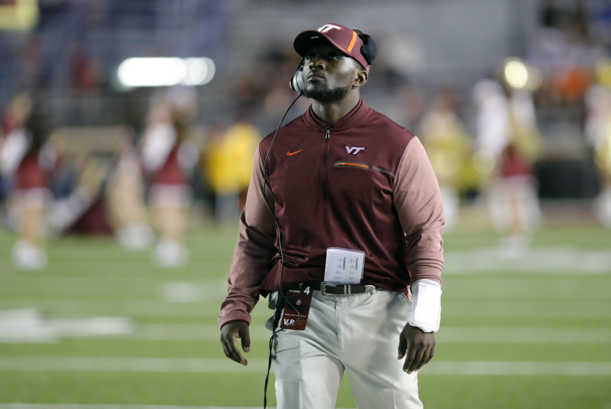 Virginia Tech abruptly announced the resignation of co-defensive coordinator Galen Scott on Friday. (Photo by Fred Kfoury III/Icon Sportswire via Getty Images)