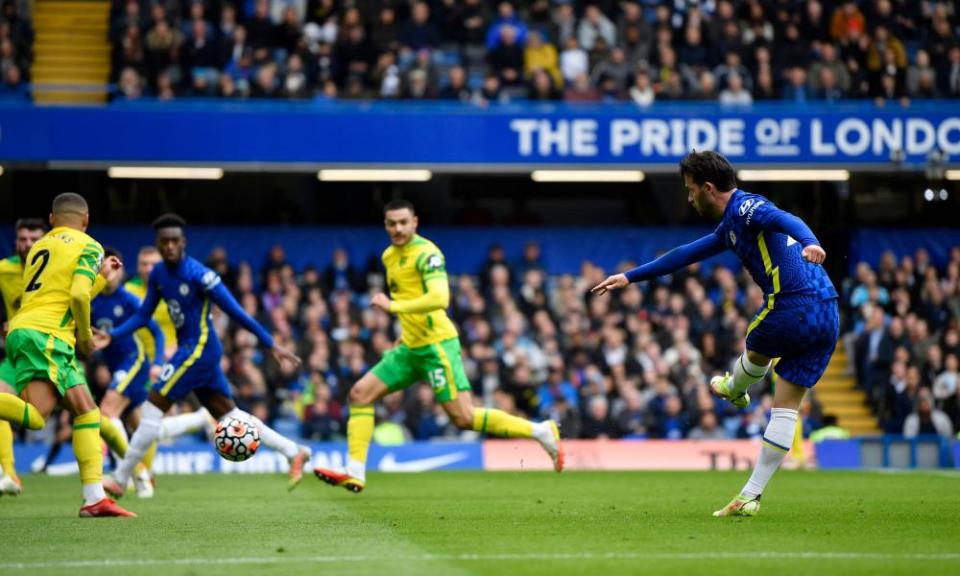 Ben Chilwell scores Chelsea’s fourth.