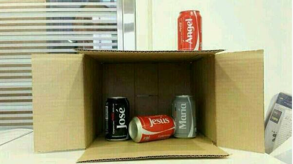 A makeshift nativity scene