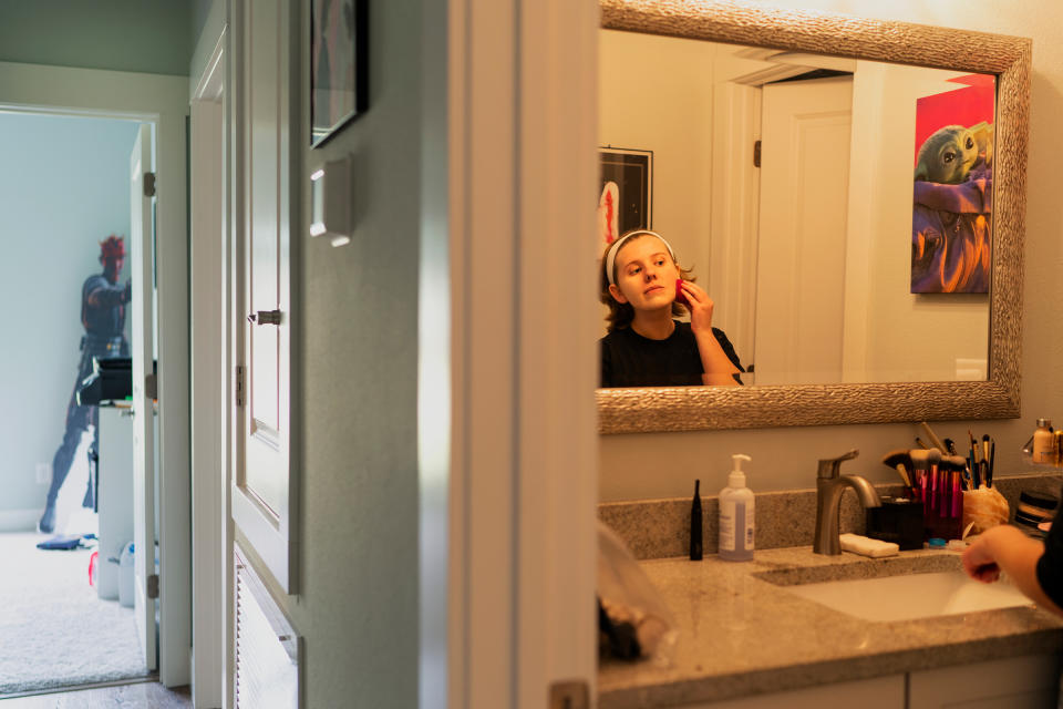 "I wake up and I put on makeup and I wear a stupid costume and make fun content. You can decide if you want to be a persona—or if you just want to be yourself,” Savannah says.<span class="copyright">Annie Flanagan for TIME</span>