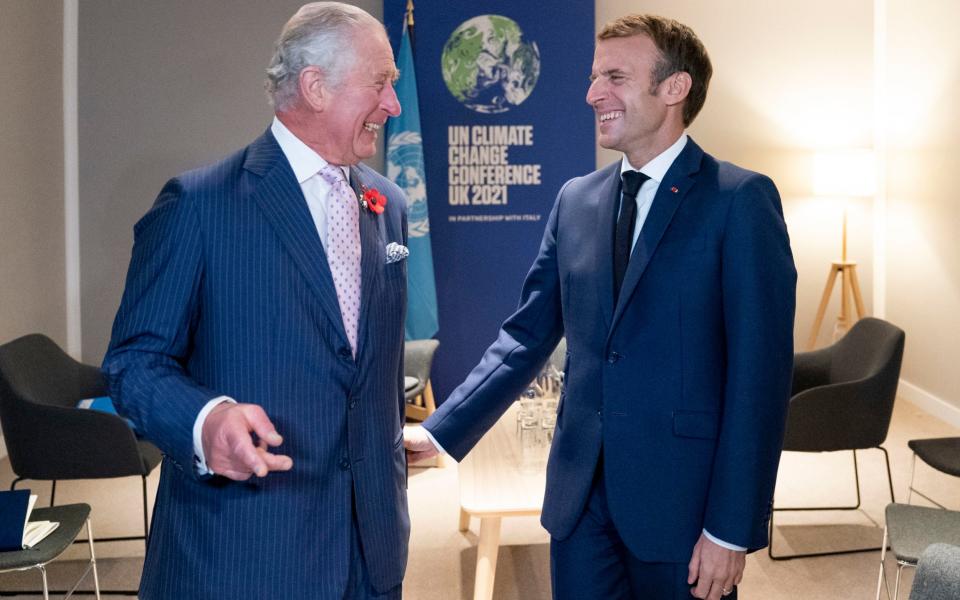 The Prince of Wales and Emmanuel Macron ahead of their bilateral during the Cop26 summit. - Jane Barlow/PA Wire