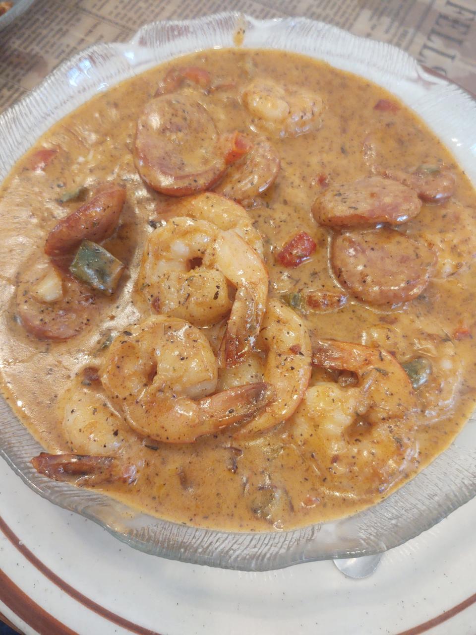 At Marsh Landing Restaurant in Fellsmere, the shrimp and grits have andouille sausage sauteed in a delectable sauce.