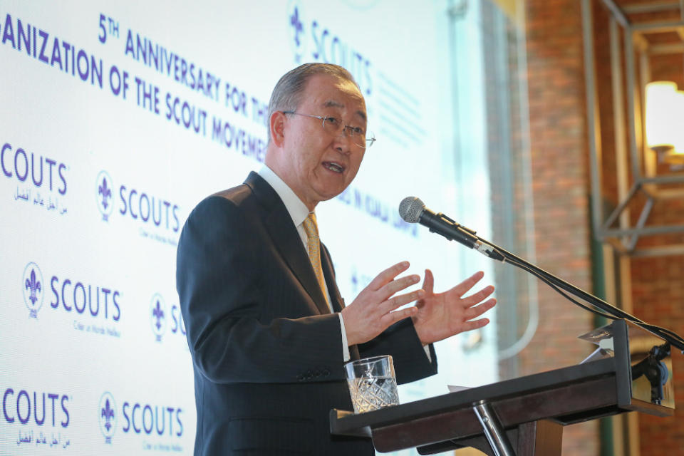 Former UN secretary-general Ban Ki-Moon speaks during the 5th anniversary of the opening of the global headquarters of the World Organisation of the Scout Movement in Kuala Lumpur November 27, 2019. — Picture by Yusof Mat Isa