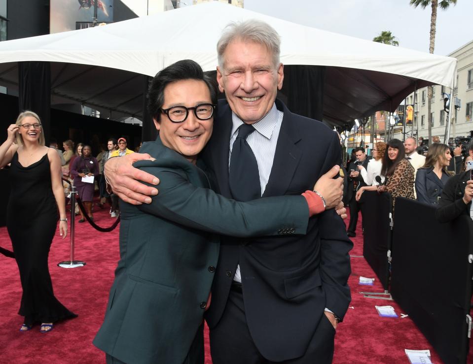 ke hugging harrison on the red carpet