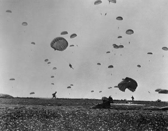 Parachutists landing in the fields Normandy (AFP/Getty)