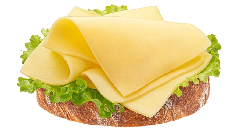 cheese and lettuce on bread