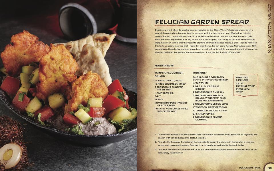 Felucian Garden Spread is a plant-based kebab and a Docking Bay 7 delicacy. (Photo courtesy of Insight Editions)