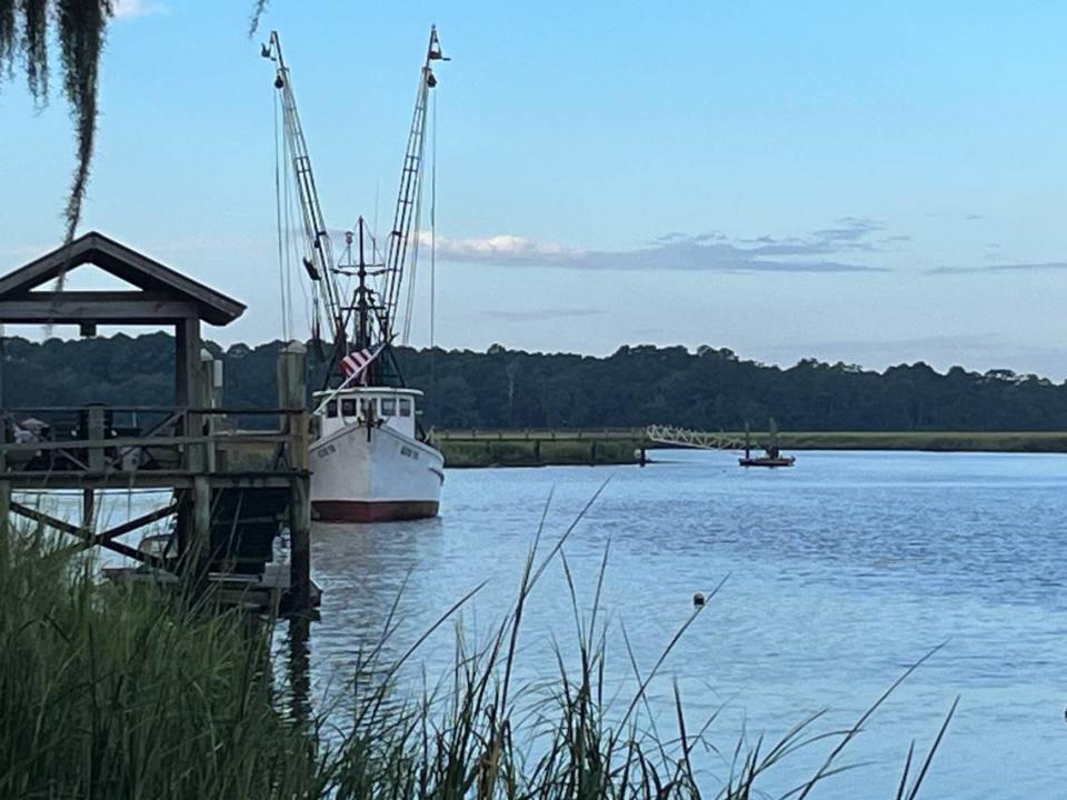 A shrimp trawler at a dock on Village Creek on St. Helena Island. The Southern Shrimp Alliance is asking shrimp state governors to press the federal government for a disaster declaration because of plummeting prices. Prices are dropping because of a glut of imported farm-raised shrimp, the group says.