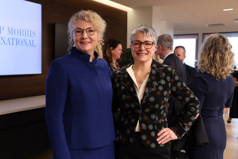 Stacey Kennedy, President of the Americas and CEO of PMI's U.S. business (left) and WBDC CEO Fran Pastore (right) (Photo: Business Wire)