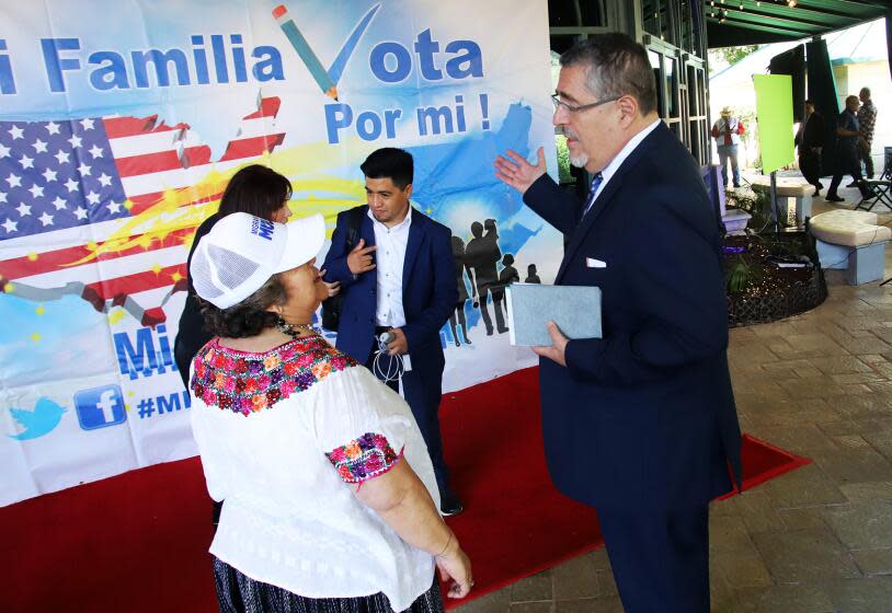 Guatemalan Presidential candidate Bernardo Arevalo during Foro Presidencial Los Angeles 2023.