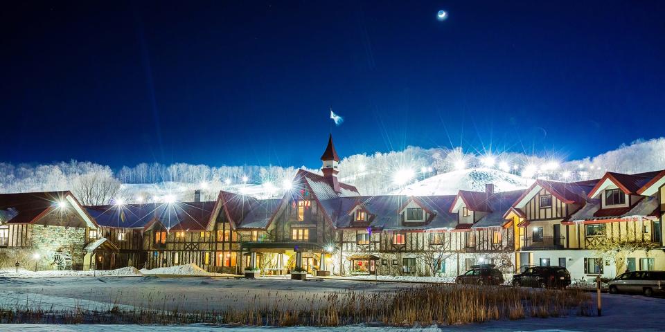 The Highlands at Harbor Springs is shown at night.