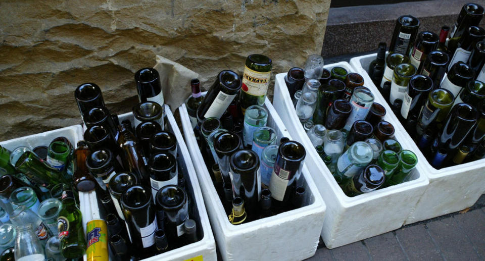 Glass bottles pictured as Australia agrees on waste export plan which will see glass to be the first banned.