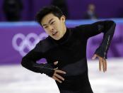 <p>United States’ Nathan Chen performs in the men’s single short program team event at the 2018 Winter Olympics in Gangneung, South Korea, Friday, Feb. 9, 2018. (AP Photo/David J. Phillip) </p>