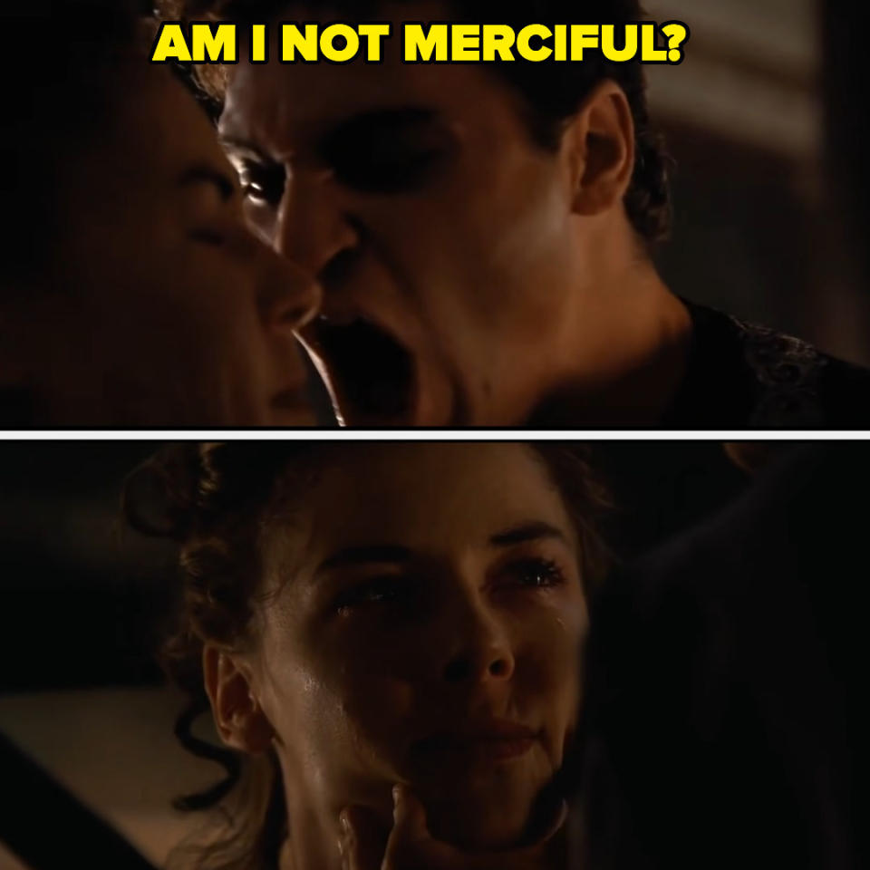 Commodus saying, "Am I not merciful?"