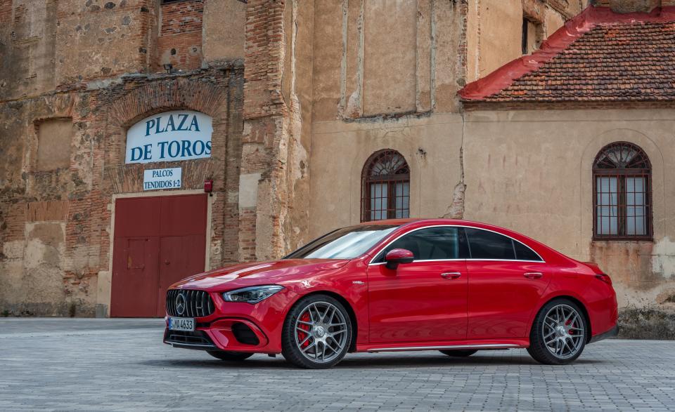 <p>The 2020 Mercedes-AMG CLA45 S makes huge power from its 2.0-liter inline-four, 416 horsepower to be precise. A new all-wheel-drive system and eight-speed dual-clutch automatic transmission put that might to the ground. Expect the 382-hp non-S version to go on sale in the U.S. next year. Read the full story <a href="https://www.caranddriver.com/reviews/a28661756/2020-mercedes-amg-cla45-s-drive/" rel="nofollow noopener" target="_blank" data-ylk="slk:here;elm:context_link;itc:0;sec:content-canvas" class="link ">here</a>.</p>