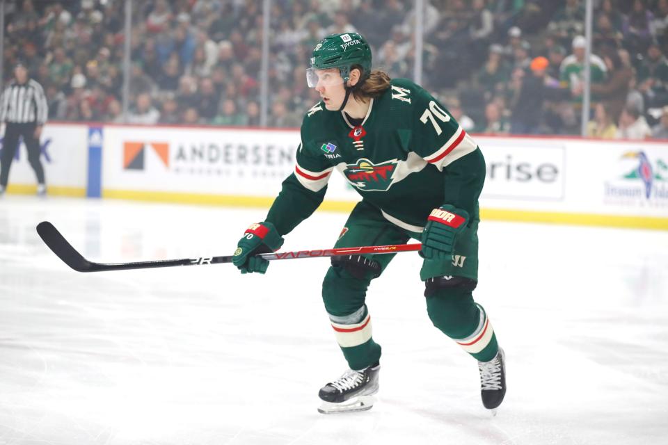 Center Oskar Sundqvist split time between the Wild and Red Wings last season.