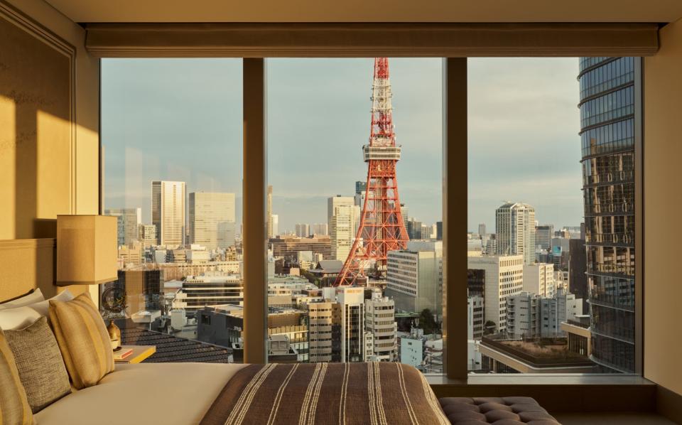 A suite in Janu Tokyo, Japan, with a view of the Tokyo Tower