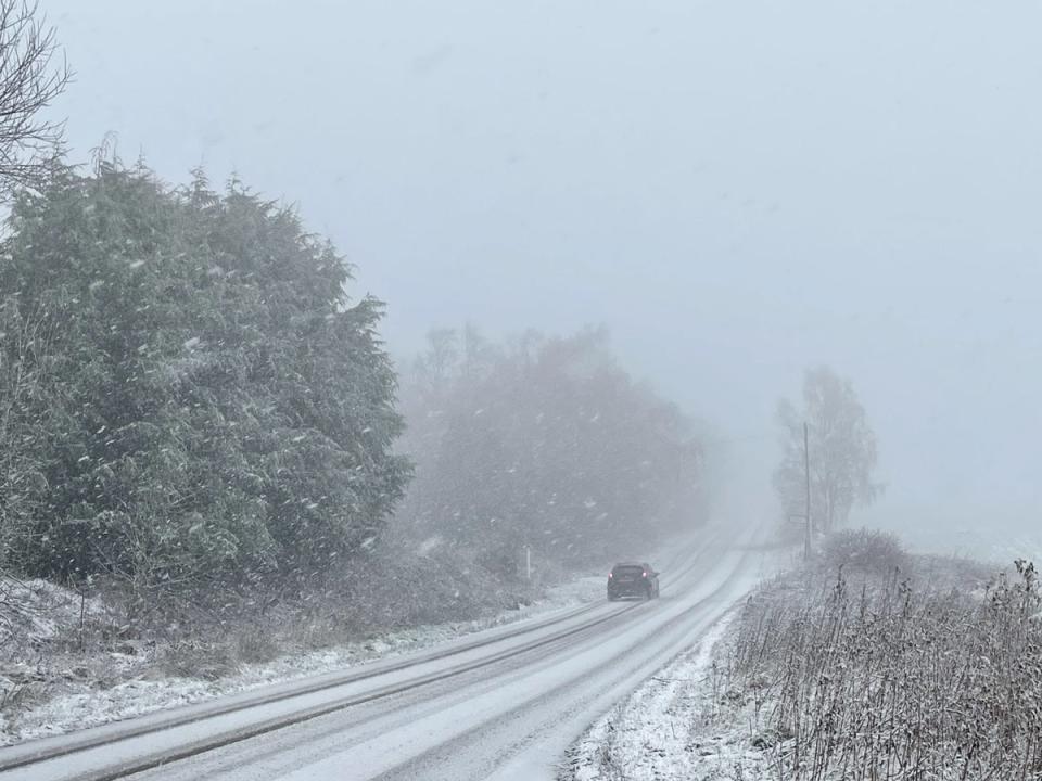 Snow in Worrall in South Yorkshire (PA)