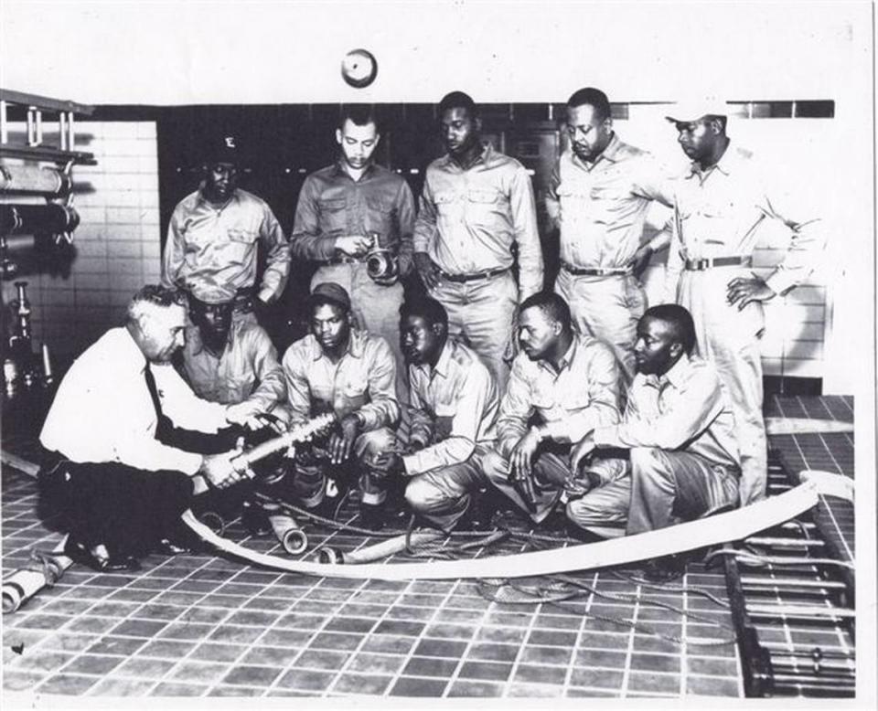 The Durham Fire Department’s First Black Firefighters Were Hired 50 Years Ago This year marks the 50thanniversary for ten men who joined the Durham Fire Department on October 1, 1958. The ten men were Walter Thomas (deceased), Elgin Johnson (deceased), George King, Velton Thompson, Robert Medlyn (deceased), John Lyon, Nathaniel Thompson, Sylvester Hall (deceased), Thomas Harris, and Linwood Howard (deceased). The firefighters were all assigned to Fire Station #4, which at that time was a brand new station, located at the corner of Pekoe and Fayetteville Streets. The firefighters were selected after a physical exam along with vigorous training, which they all passed to make them eligible to perform firefighting duties. They lived together, ate together and, of course, fought fires together, where they depended on each other. The African American firefighters’ struggle was a legitimate push for social recognition and a desire to assume a basic civic duty-to serve and protect their community and families.