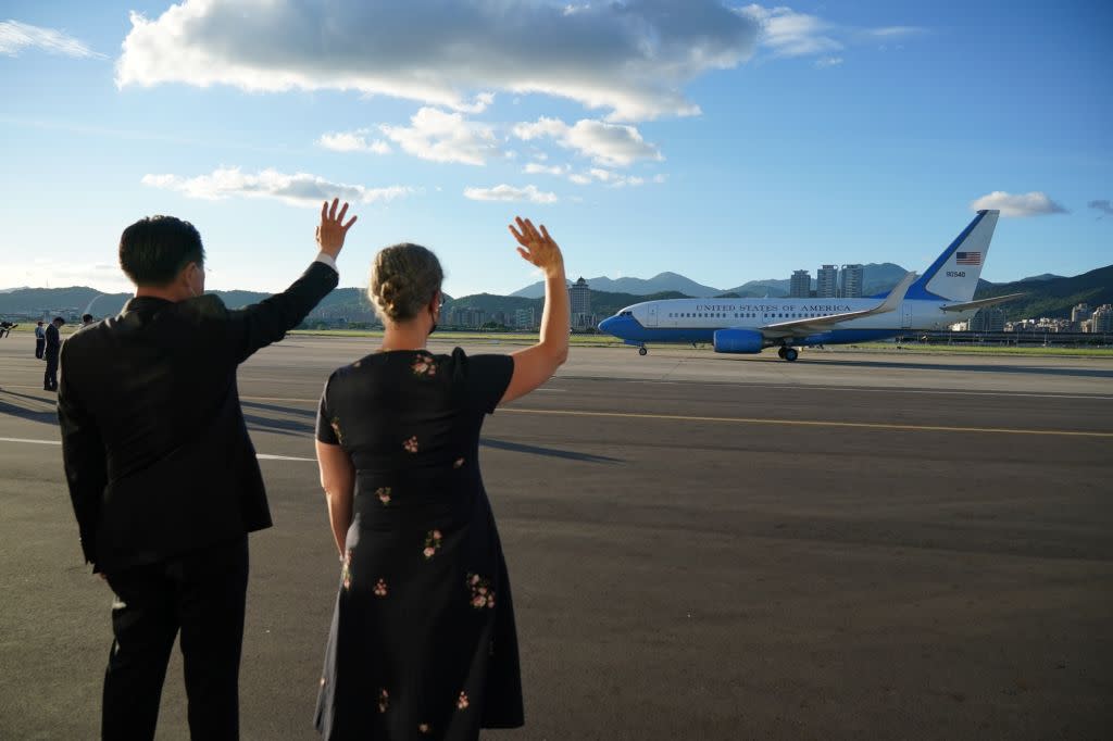 US House Speaker Nancy Pelosi departs Taiwan