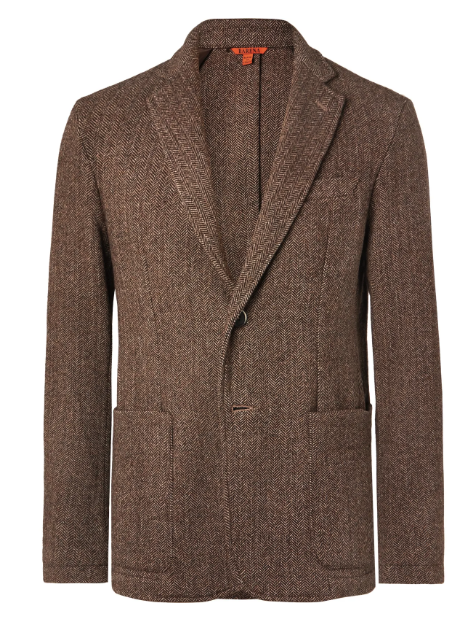 Unstructured Herringbone Virgin Wool-Blend Blazer