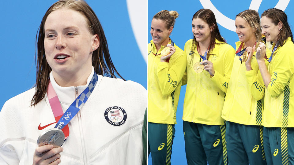 Lilly King, pictured here with a silver medal at the Tokyo Olympics.