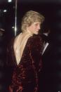 <p>Pearls are always in style, but Diana gave us major sexy back at the 1985 premiere of <em>Back to the Future</em> in London. (Photo: Keystone/Getty Images) </p>
