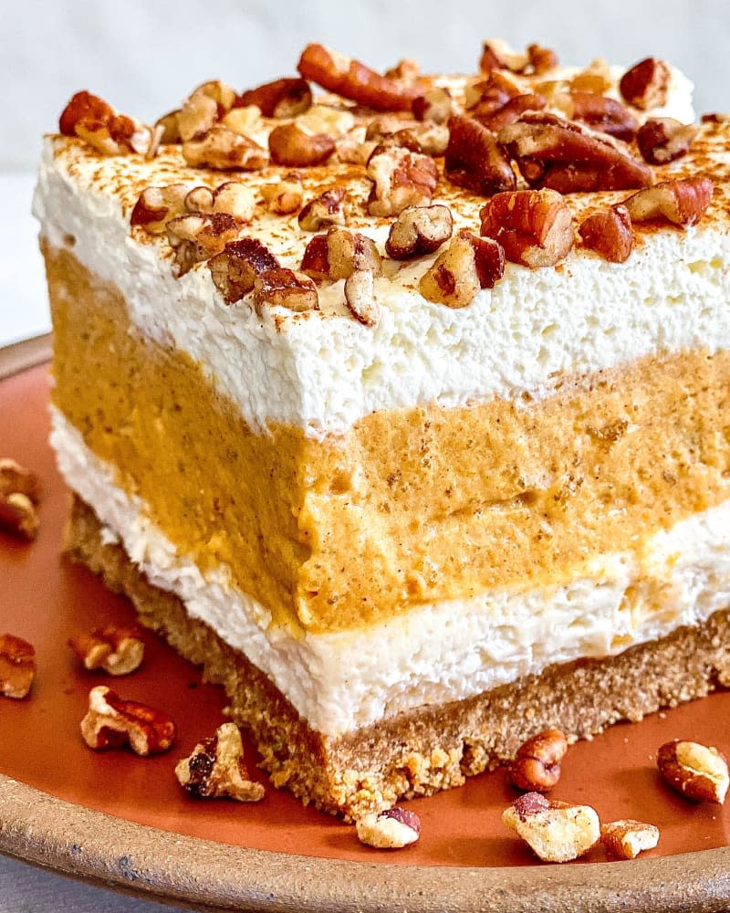 No-Bake Pumpkin Delight on display.