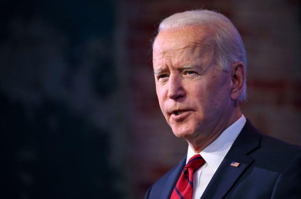 US President-elect Joe Biden delivers remarks on his plan to administer COVID-19 vaccines on January 15, 2021, at The Queen Theater in Wilmington, Delaware.