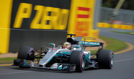 Formula One - F1 - Australian Grand Prix - Melbourne, Australia - 24/03/2017 Mercedes driver Lewis Hamilton of Britain laps the circuit during the first practice session. REUTERS/Jason Reed