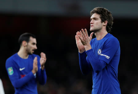 Soccer Football - Carabao Cup Semi Final Second Leg - Arsenal vs Chelsea - Emirates Stadium, London, Britain - January 24, 2018 Chelsea’s Davide Zappacosta and Marcos Alonso look dejected after the match REUTERS/David Klein