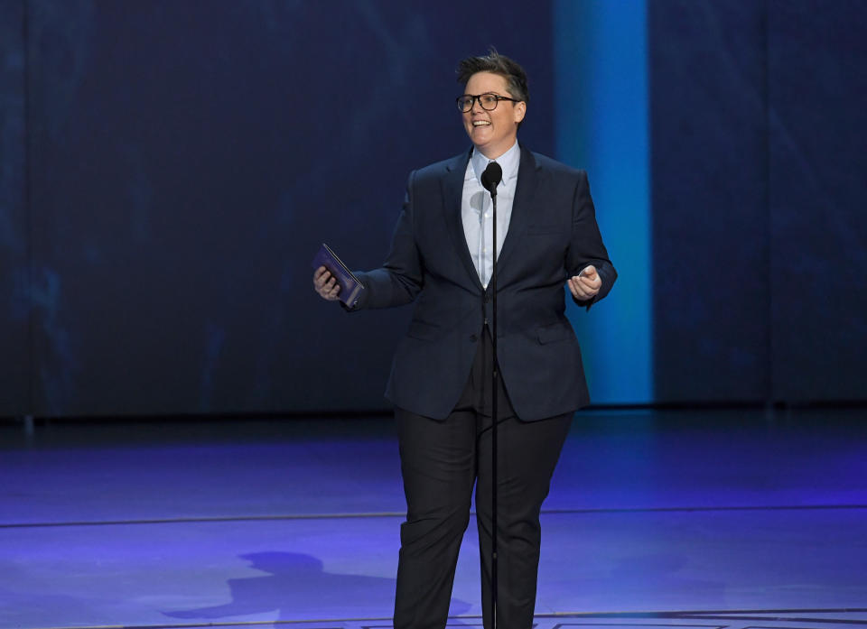 The Tasmanian-born star, appeared on stage to present the award for Outstanding Directing for a Drama Series to Stephen Daldry from The Crown. Photo: Getty Images