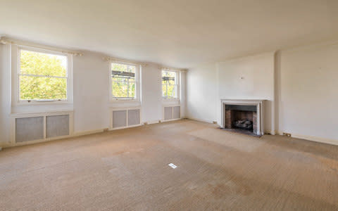 The flat has a large reception room, measuring 20ft by 20ft, but is in need of renovation