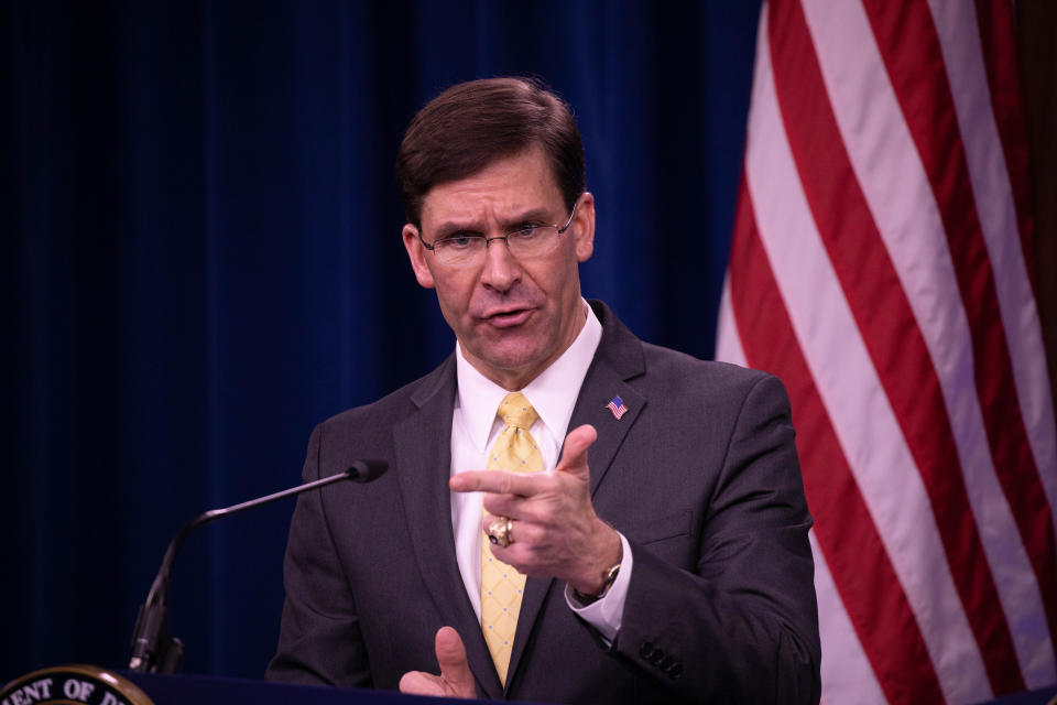 FILE PHOTO: US Secretary of Defense Mark Esper. (Photo by Yasin Ozturk/Anadolu Agency via Getty Images)