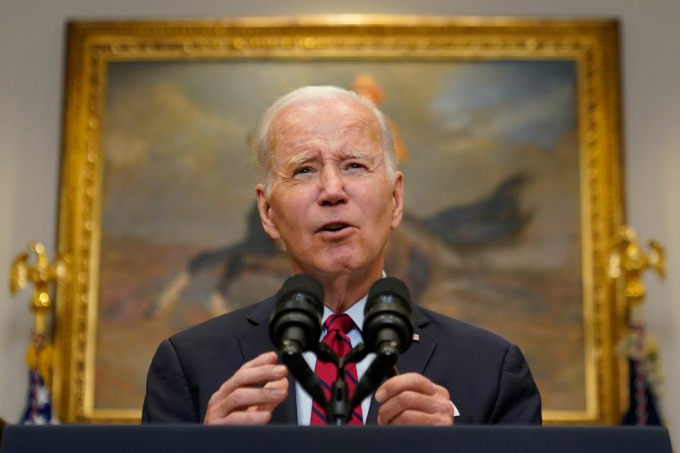 President Joe Biden speaks about border security in the Roosevelt Room of the White House, Thursday, Jan. 5, 2023, in Washington. (AP Photo/Patrick Semansky) ORG XMIT: DCPS101