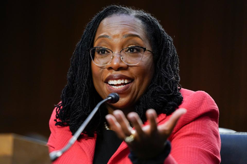 Supreme Court nominee Ketanji Brown Jackson testifies during her Senate Judiciary Committee confirmation hearing on Capitol Hill in Washington, on March 22, 2022.