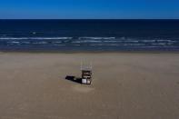 A unmanned lifeguard stand is seen on closed beach during the coronavirus disease pandemic in Galveston, Texas