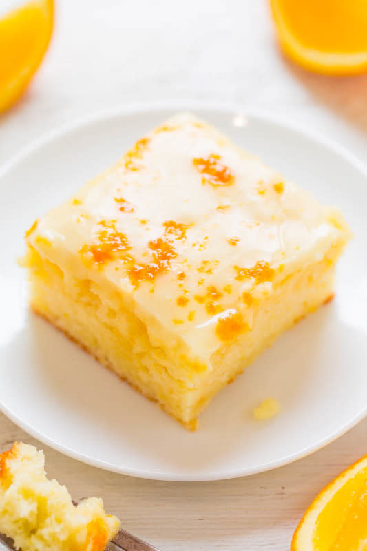 <p>Averie Cook's</p><p>This cake will provide all of the vitamin C and bright citrusy goodness you seek as the weather turns cold. </p><p><strong>Get the recipe: </strong><a href="https://www.averiecooks.com/orange-poke-cake-honey-orange-glaze/" rel="nofollow noopener" target="_blank" data-ylk="slk:Orange Juice Cake with Honey Orange Glaze;elm:context_link;itc:0;sec:content-canvas" class="link rapid-noclick-resp"><strong>Orange Juice Cake with Honey Orange Glaze</strong></a></p>