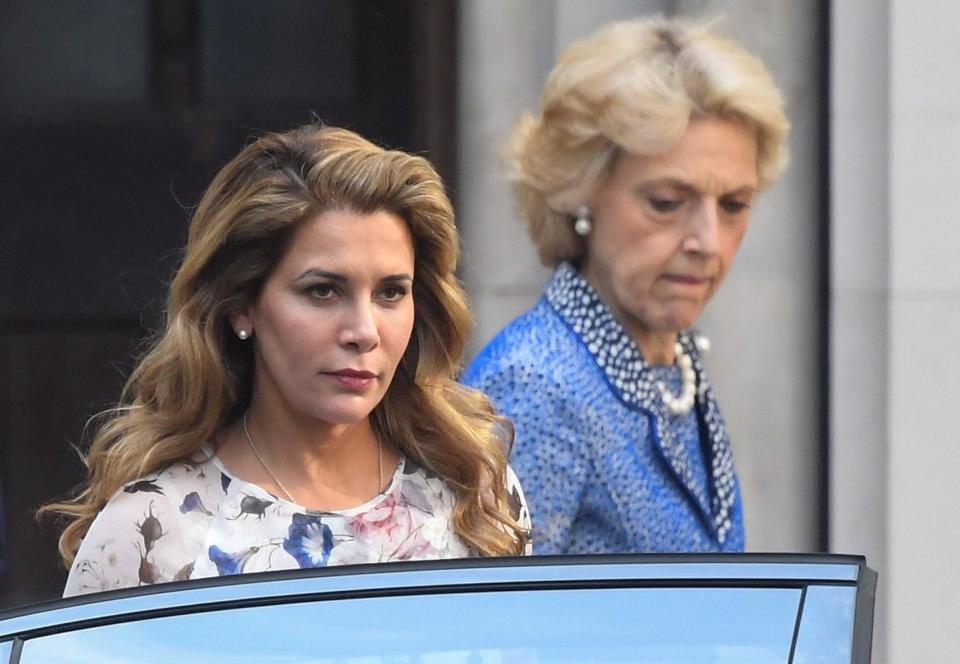 Princess Haya leaves the Royal Courts of Justice with her lawyer Baroness Fiona Shackleton, in London, Britain July 31, 2019.