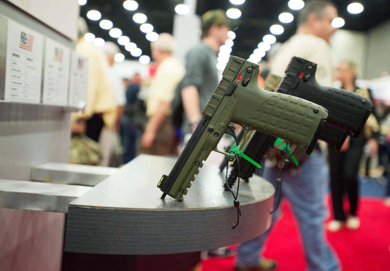 The NRA held its annual convention in Louisville, Kentucky, in May 2016, which included big names in gun manufacturing, like Smith &amp; Wesson and Remington. Those same gun companies are now facing pressure from state and municipal pension funds, such as in Massachusetts, California, Connecticut, Florida, New Jersey and New York City, which have threatened to pull investments from gun manufacturers (Photo: NurPhoto via Getty Images)